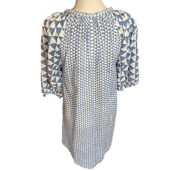 NWT Nymane Womens Block Printed Shift Dress Short Sleeve Pockets Size S Blue - Picture 2 of 11